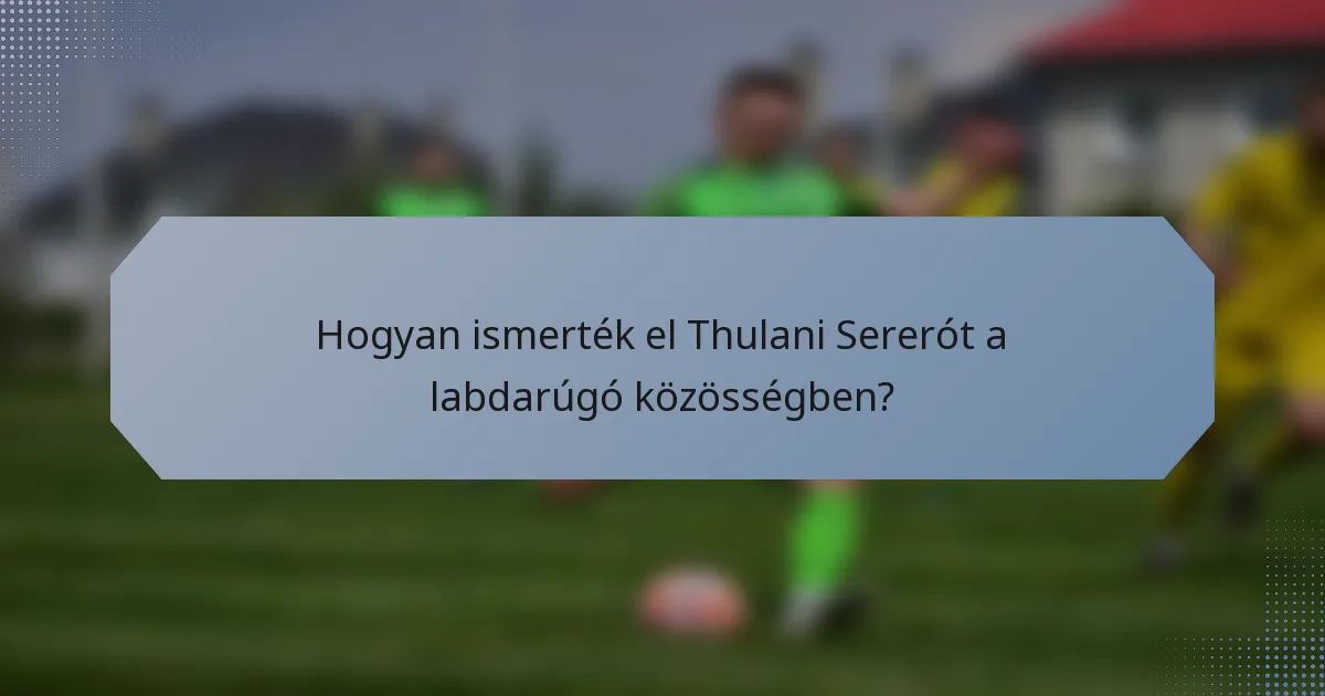Hogyan ismerték el Thulani Sererót a labdarúgó közösségben?