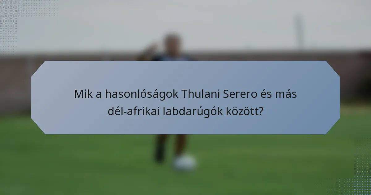 Mik a hasonlóságok Thulani Serero és más dél-afrikai labdarúgók között?
