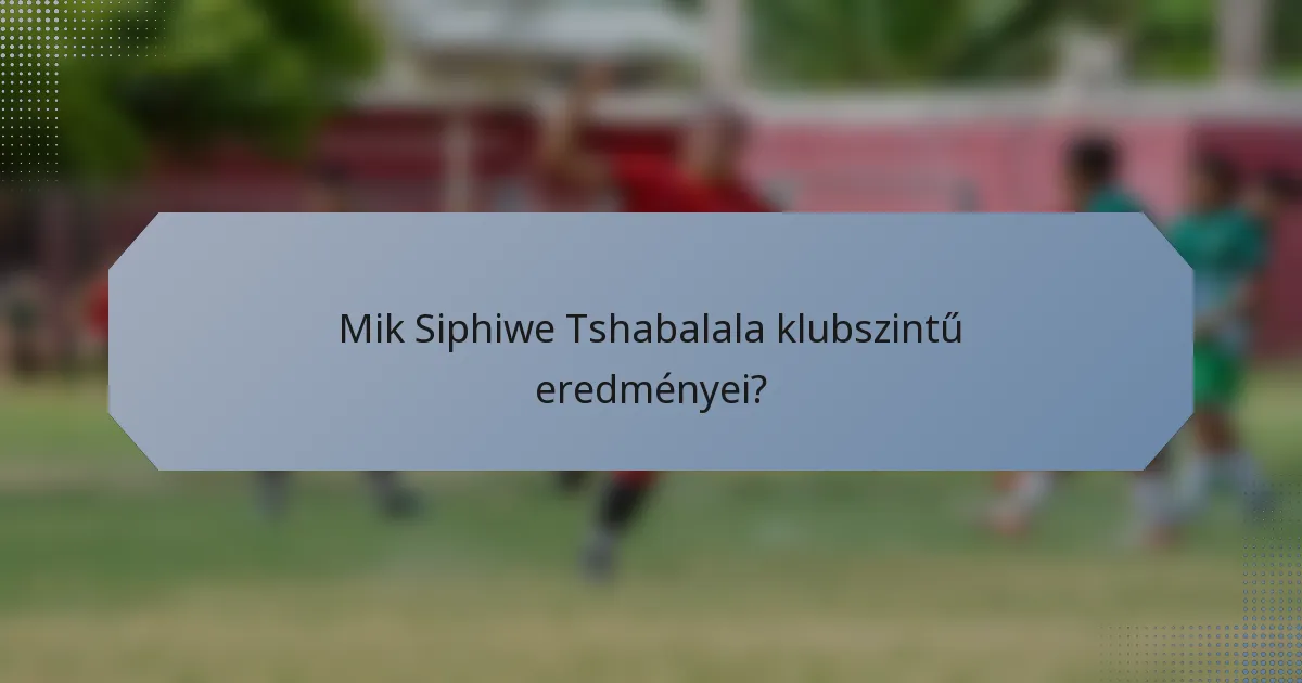 Mik Siphiwe Tshabalala klubszintű eredményei?