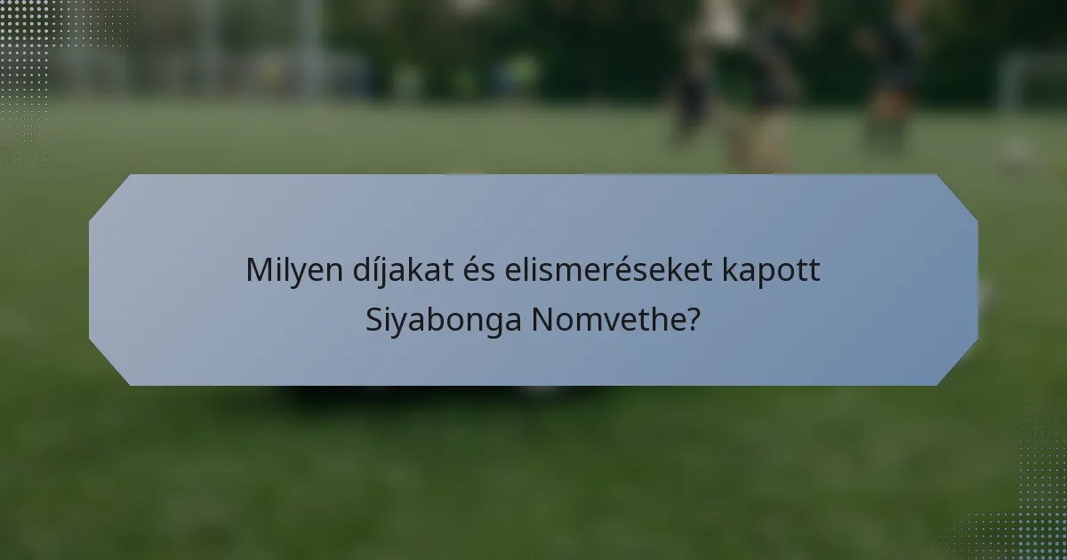 Milyen díjakat és elismeréseket kapott Siyabonga Nomvethe?