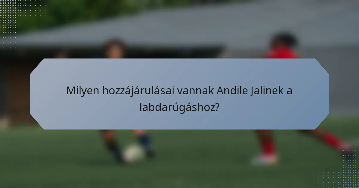 Milyen hozzájárulásai vannak Andile Jalinek a labdarúgáshoz?